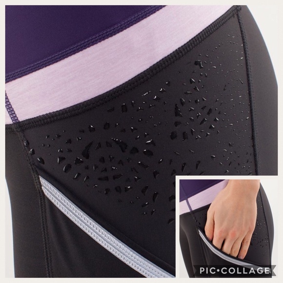 Lululemon Run A Marathon Crop Coal Grape Rose Sz 6 - Picture 8 of 8